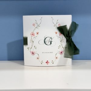 libretto messa personalizzato elegant green con nastro chiffon