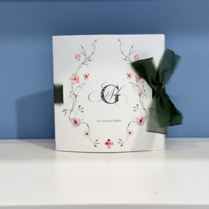 libretto messa personalizzato elegant green con nastro chiffon
