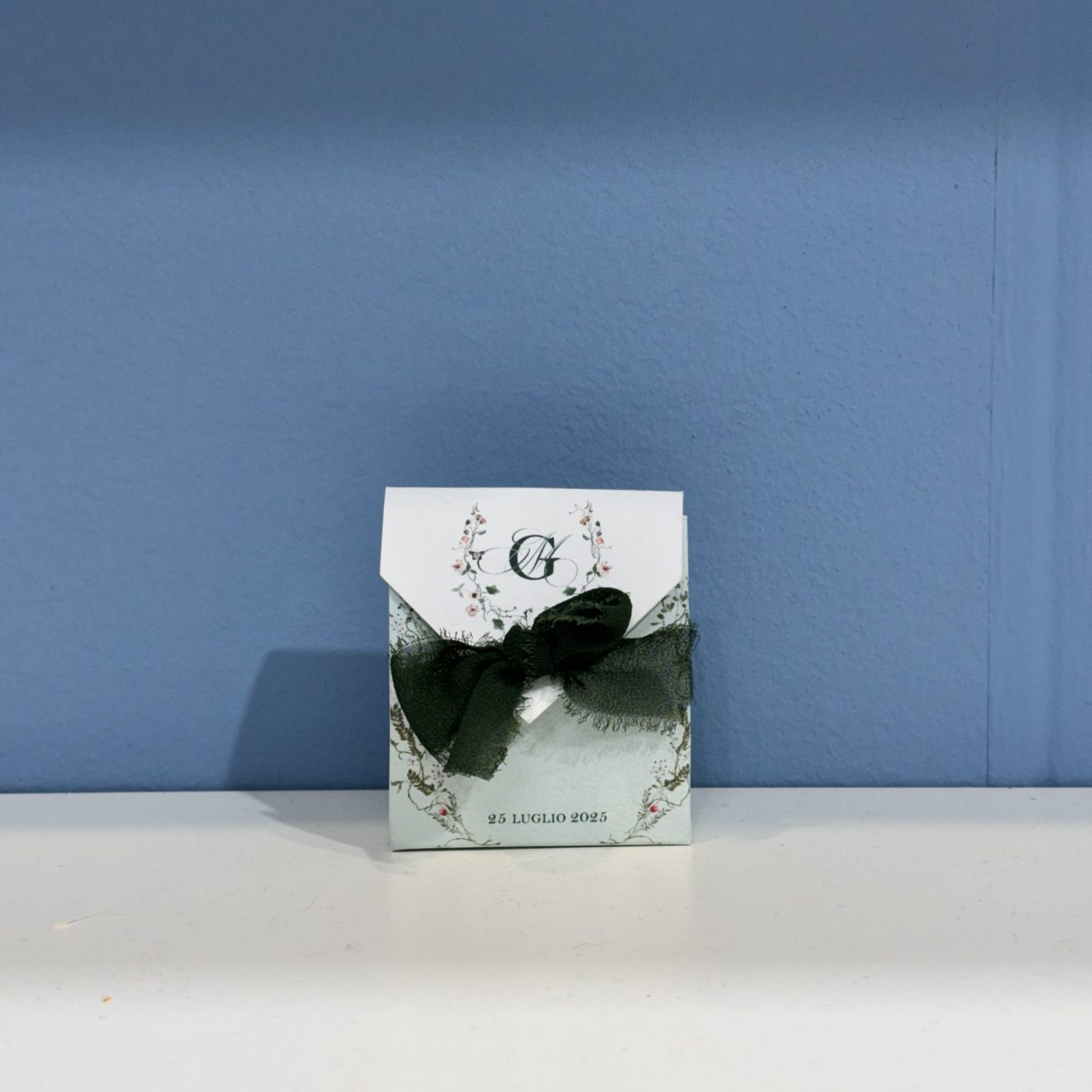 portariso matrimonio personalizzato elegant green mini wedding bag