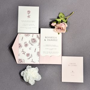partecipazione pocket fold matrimonio elegante con tasca e inserti personalizzati